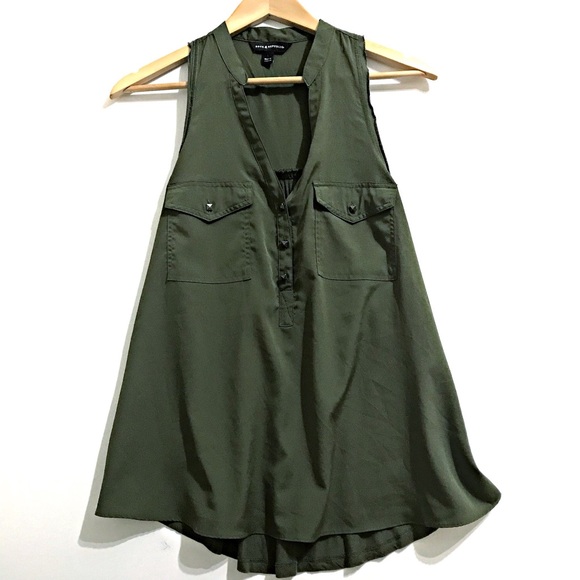 Rock & Republic Tops - Rock & Republic Silky Olive Long Tank